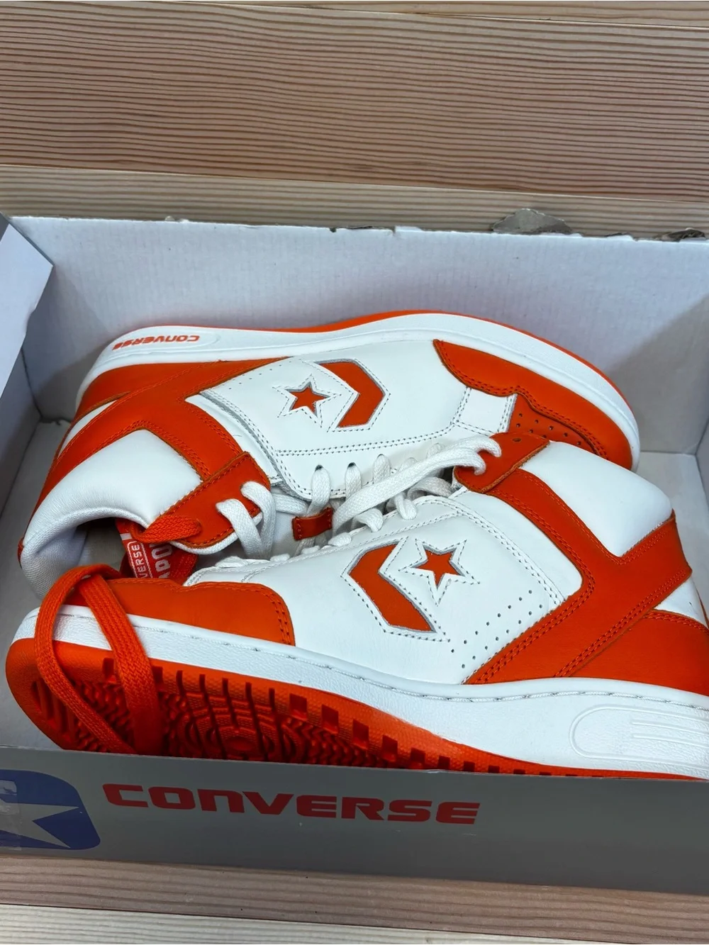 Converse Weapon Mid Men's Size 9 White Orange Leather Syracuse Sneakers  A11956C